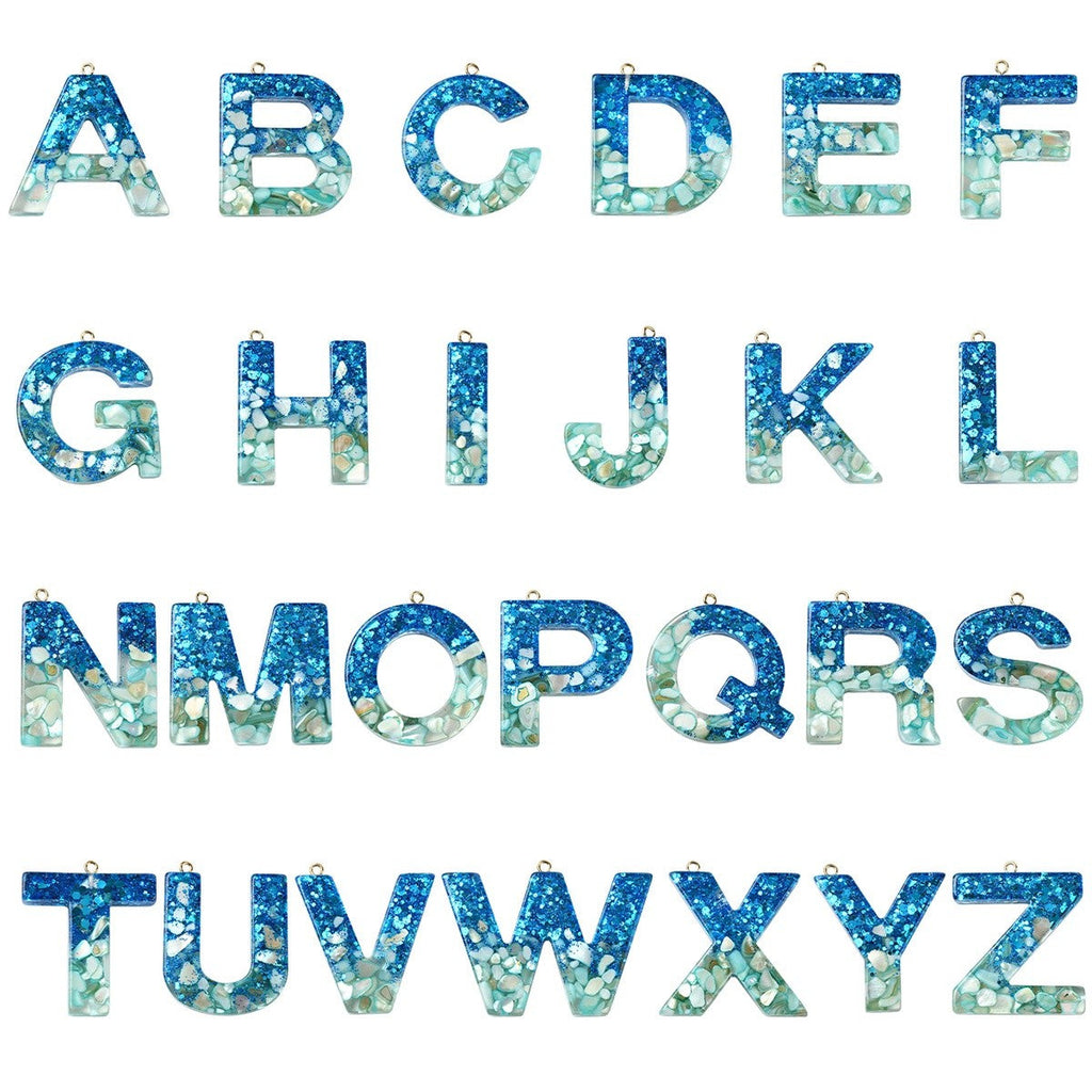 Blue Epoxy Resin Pendant Letter