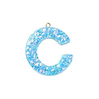 Deep Sky Blue Transparent Epoxy Resin Pendant - 41-45x11-57.5x7-9mm