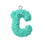 Rose Letter Opaque Resin Pendant with Platinum Tone Iron Loop - 30-34x10-33x6-8mm