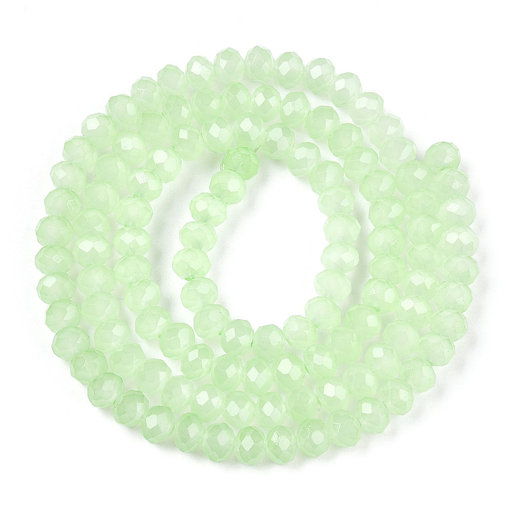 Pale Green Glass Bead - Faceted Rondelle - 8x6mm - Appx 60 per strand