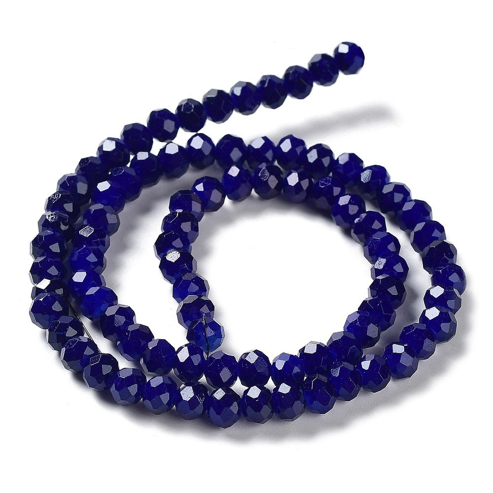 Midnight Blue Glass Bead Faceted Rondelle