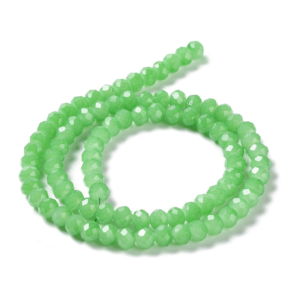 Light Green Glass Bead - Faceted Rondelle - 6x5mm - Appx 80 per strand