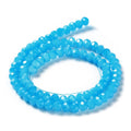 Deep Sky Blue Glass Bead - Faceted Rondelle - 8x6mm - Appx 60 per strand