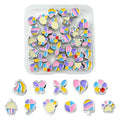 Mixed Color Enamel CCB Plastic Large Hole Beads - Mixed Shapes - 10-13x11.5-12x6.5-8mm