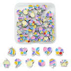 Mixed Color Enamel CCB Plastic Large Hole Beads