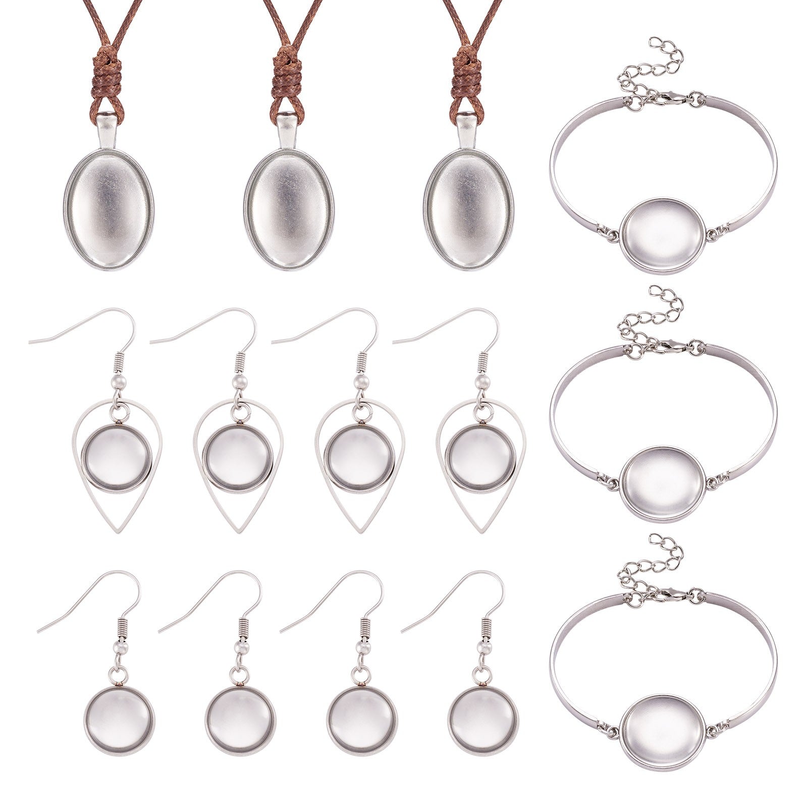 DIY Jewelry Sets Making Kits - Cabochons with Settings - Necklaces, Earrings and Bracelets