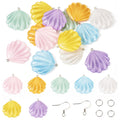 DIY Resin Shell Shape Earring Kits - Includes 304 Stainless Steel Open Jump Rings & French Earring Hooks -  41x40x7.5mm - Kit is 1 pair of earrings