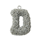 Rose Letter Opaque Resin Pendant with Platinum Tone Iron Loop - 30-34x10-33x6-8mm