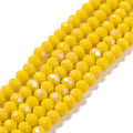 Yellow Half Rainbow Plated Electroplate Opaque Glass Beads - Faceted Rondelle - 6x5mm - Appx 80 per strand