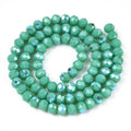 Light Sea Green Half Rainbow Plated Electroplate Opaque Glass Beads - Faceted Rondelle - 6x5mm - Appx 80 per strand