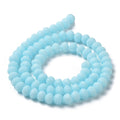 Pale Turquoise Frosted Glass Beads - Faceted Rondelle - 8mm - Appx  63 per strand