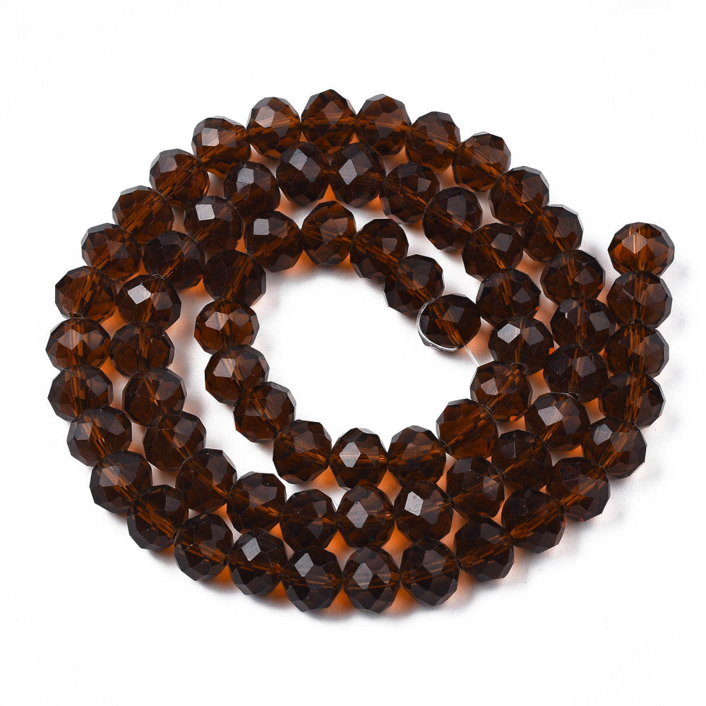 Coconut Brown Glass Beads Faceted Rondelle