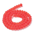 Tomato Transparent Frosted Glass Beads - Faceted Rondelle - 6x4.5mm -Appx 80 per strand
