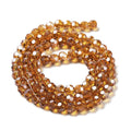 Dark Goldenrod Pearl Luster Plated Electroplate Transparent Glass Beads - Faceted Round - 4mm - Appx 87 per strand