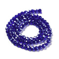 Medium Blue Pearl Luster Plated Electroplate Transparent Glass Beads - Faceted - Round - 4mm - Appx 87 per strand