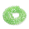 Lime Green Pearl Luster Plated Electroplate Transparent Glass Beads - Faceted Round - 4mm - Appx 87 per strand
