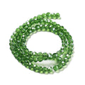 Green Pearl Luster Plated Electroplate Transparent Glass Beads - Faceted Round - 4mm - Appx 87 per strand
