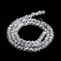 Clear Pearl Luster Plated Electroplate Transparent Glass Beads - Faceted Round -  4mm - Appx 87 per strand