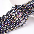 Black AB Electroplate Glass Beads - Faceted Teardrop - 12x8mm - 58 per strand