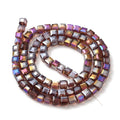 Purple AB Electroplate Glass Beads - Faceted Cube - 4-5x4-5x4-5mm - Apx 98 per strand