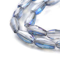 Cornflower Blue Full Rainbow Plated Electroplated Glass Beads - Rice - 8.5x4mm