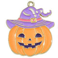 Halloween Theme Light Gold Alloy Enamel Pendants - 28-33x16-30x1.5mm