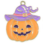 Halloween Theme Light Gold Alloy Enamel Pendants - 28-33x16-30x1.5mm