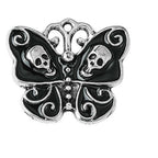 Gothic Style Platinum Alloy Black Enamel Butterfly & Bat Pendants - 13.5-23x25.5-30x1mm