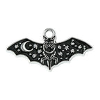 Gothic Style Platinum Alloy Black Enamel Pendants - Butterfly & Bat - 13.5-23x25.5-30x1mm