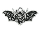 Gothic Style Platinum Alloy Black Enamel Pendants - Butterfly & Bat - 13.5-23x25.5-30x1mm