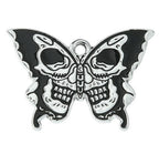 Gothic Style Platinum Alloy Black Enamel Pendants - Butterfly & Bat - 13.5-23x25.5-30x1mm