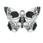 Gothic Style Platinum Alloy Black Enamel Pendants - Butterfly & Bat - 13.5-23x25.5-30x1mm