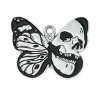 Gothic Style Platinum Alloy Black Enamel Pendants - Butterfly & Bat - 13.5-23x25.5-30x1mm