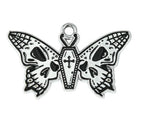 Gothic Style Platinum Alloy Black Enamel Pendants - Butterfly & Bat - 13.5-23x25.5-30x1mm