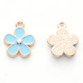 Light Gold Alloy Sky Blue Enamel Charms - Cadmium & Lead Free - Flower - 15x13x2.5mm - 5 per bag