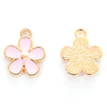 Light Gold  Alloy Peru Enamel Charms - Cadmium & Lead Free - Flower - 15x13x2.5mm - 2 per bag