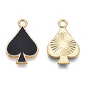 Barrel Light Gold Plating Alloy Black Enamel Pendants - Cadmium, Nickel & Lead Free - Heart - 18.5x12.5x1.5mm - 5 per bag