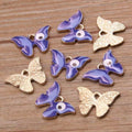 Light Gold Alloy Slate Blue Enamel Pendants - Butterfly with Evil Eye Charm - 15.5x22x1.5mm - 4 per bag
