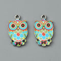 Platinum Alloy Colorful Enamel Pendants - Owl - 23.5x13.5x1.7mm - 2 per bag