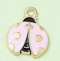 Light Gold Alloy Enamel Pendant - Ladybug - 23x19.5x2mm