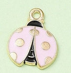 Light Gold Alloy Enamel Pendant - Ladybug - 23x19.5x2mm