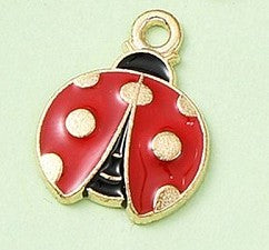 Light Gold Alloy Enamel Pendant - Ladybug - 23x19.5x2mm
