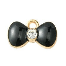 Light Gold Alloy Enamel Pendants - Bowknot - 9x14.5x3mm