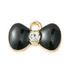 Light Gold Alloy Enamel Pendants - Bowknot - 9x14.5x3mm