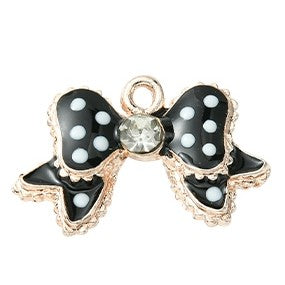 Light Gold Alloy Enamel Pendants - Bowknot - 16.8x24.8x4.2mm