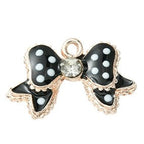 Light Gold Alloy Enamel Pendants - Bowknot - 16.8x24.8x4.2mm
