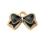 Light Gold Alloy Enamel Pendants - Bowknot - 10x15.5x2mm