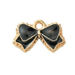 Light Gold Alloy Enamel Pendants - Bowknot - 10x15.5x2mm