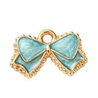 Light Gold Alloy Enamel Pendants - Bowknot - 10x15.5x2mm