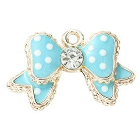 Light Gold Alloy Enamel Pendants - Bowknot - 16.8x24.8x4.2mm